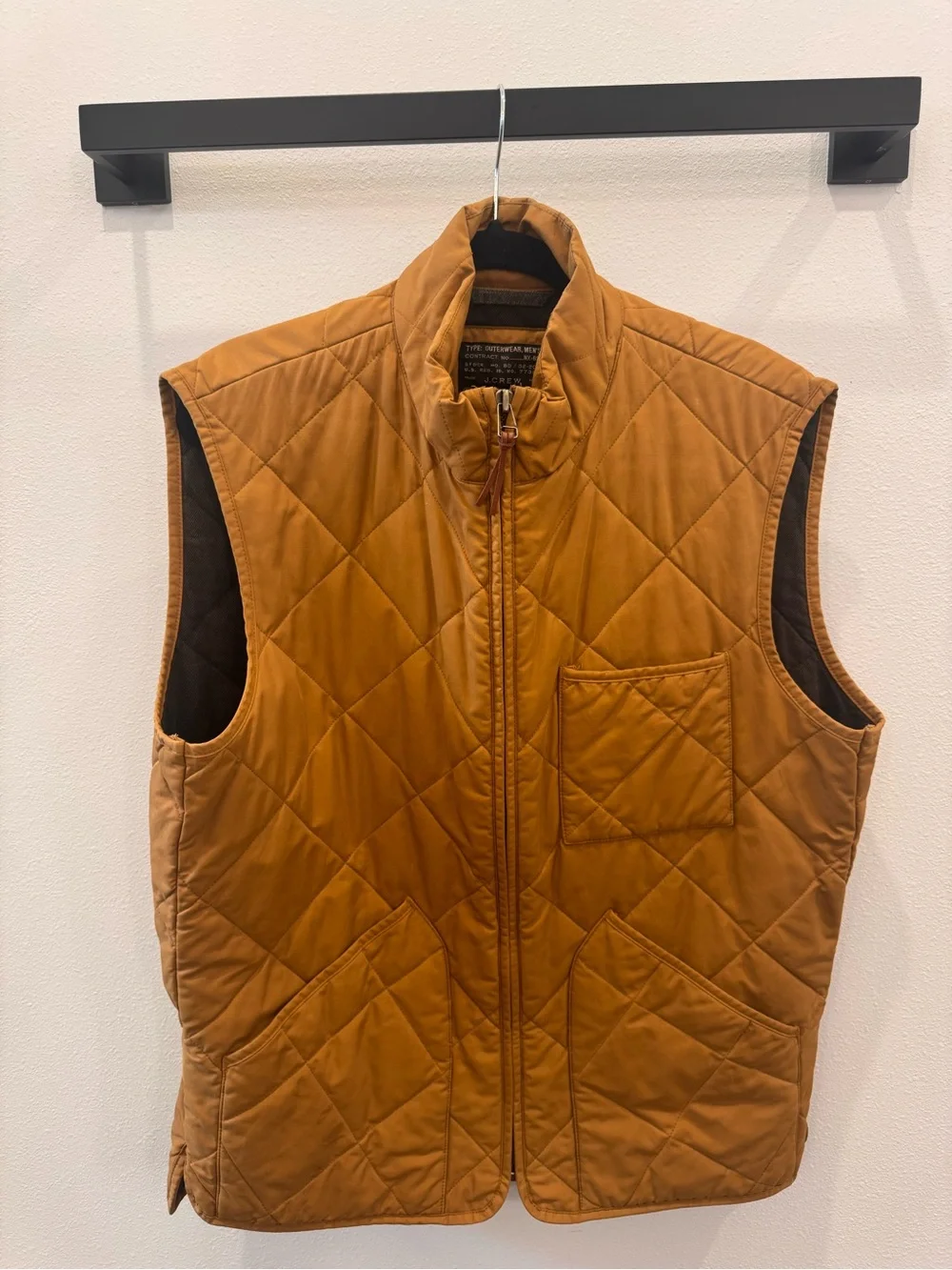 J Crew Quilted Men's Vest in Caramel Brown
